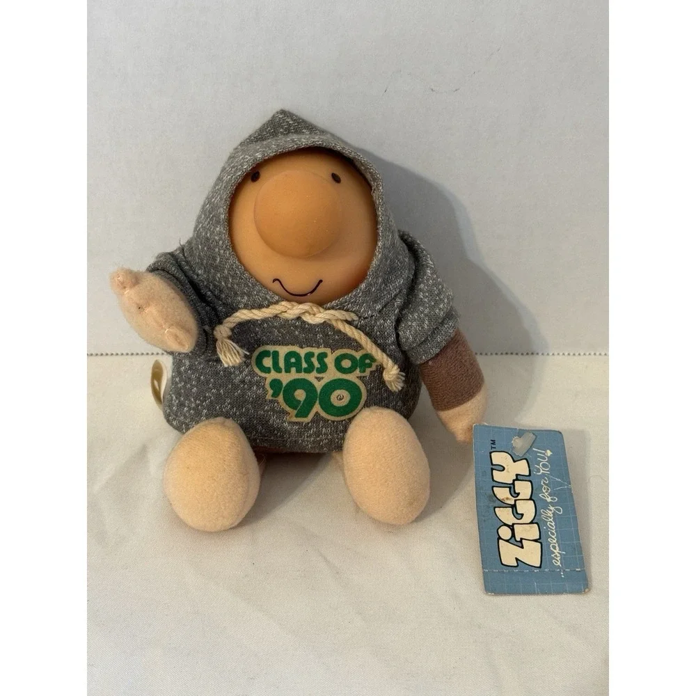 Vintage Ziggy Plush Doll Class of 1990 with Hoodie & Tag American‎ Greetings
